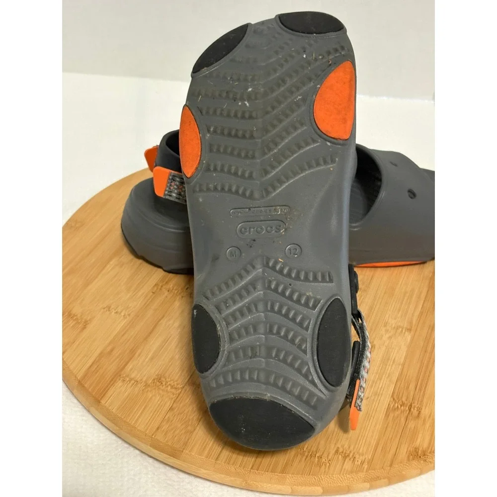 Crocs Classic All-Terrain Sandal Mens 12 Grey Orange Adjustable Strap 207711